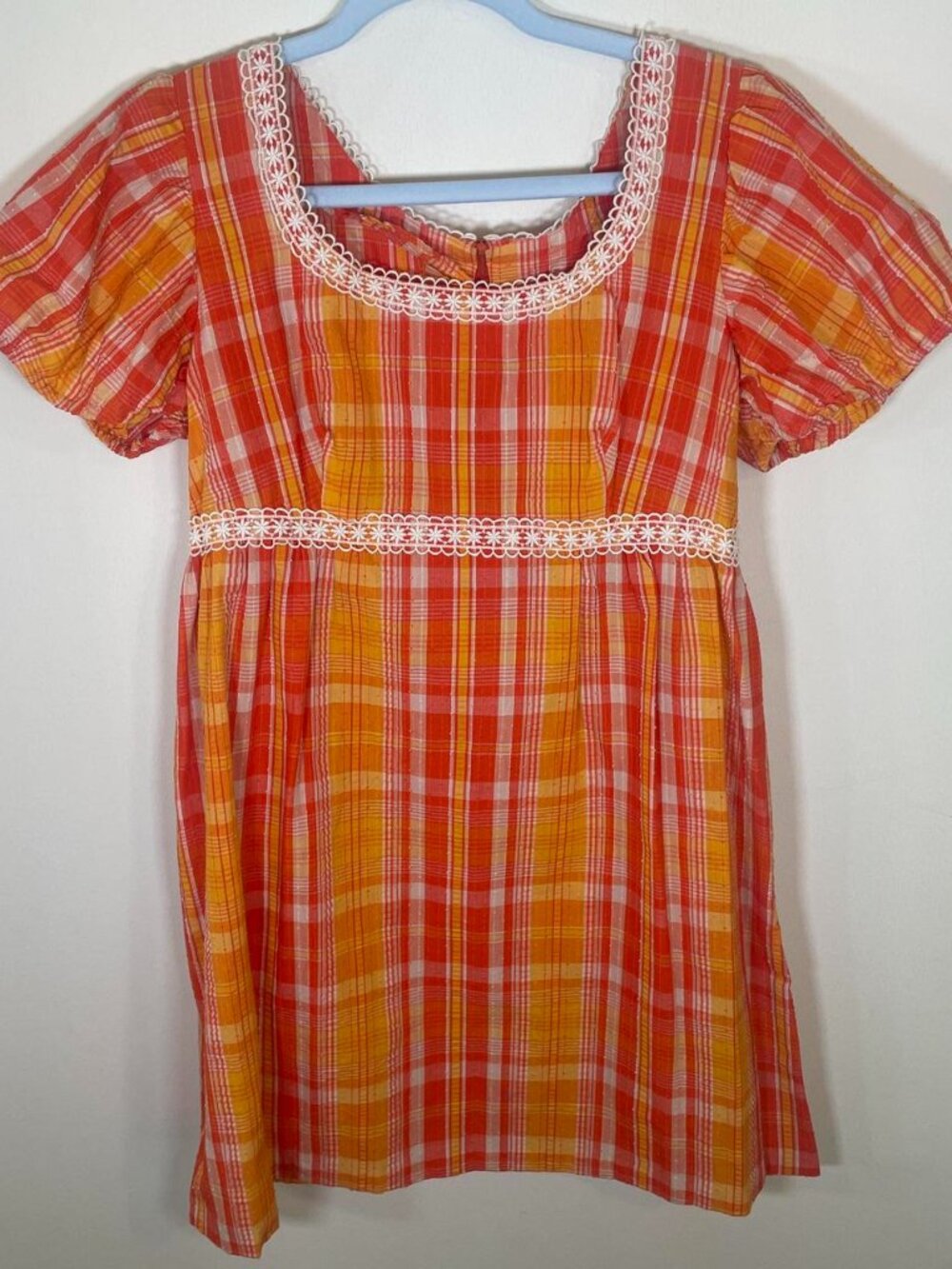 Vintage Plaid Babydoll Mini Dress with Bow Clasp